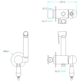 Гигиенический душ со смесителем Boheme Imperiale 435-CRST золото