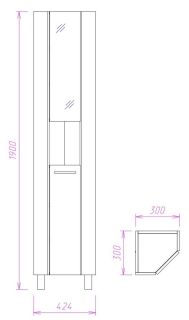 Пенал напольный Onika Дюна 403036 угловой правый 30см белый