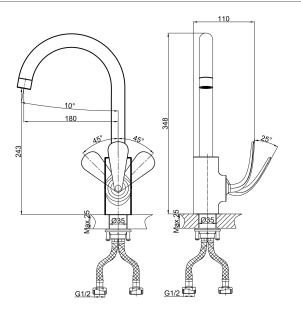 Смеситель для кухни DQ Venice Gondola хром DA1022441