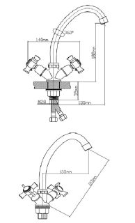 Смеситель для кухни BOOU BA5333-8F-B723 хром