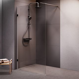 Душевая перегородка AM.PM X-Joy 110 W94UWI-110-F1-BTE профиль Черный матовый стекло прозрачное