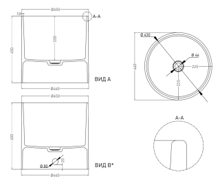 Накладная раковина Salini Armonia 04 S-Stone 130118M 46см белый матовый