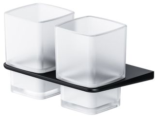 Двойной стеклянный стакан с настенным держателем Am.Pm Inspire 2.0 чёрный матовый A50A343422