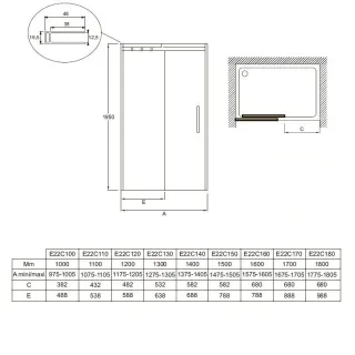 Душевая дверь Jacob Delafon Contra E22C100-GA 100 см профиль хром стекло прозрачное