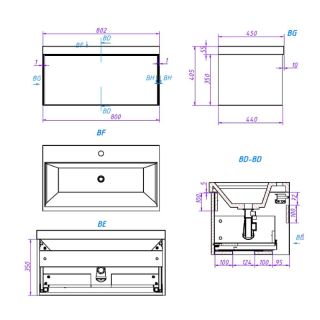 Тумба под раковину La Fenice Simpla FNC-01-SIM-C-80 Бежевая  матовая 80 см