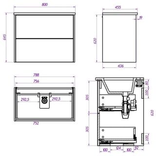 Тумба под раковину La Fenice Tesoro FNC-01-TES-DNN-80-2 Дуб небраска натуральный 80 см