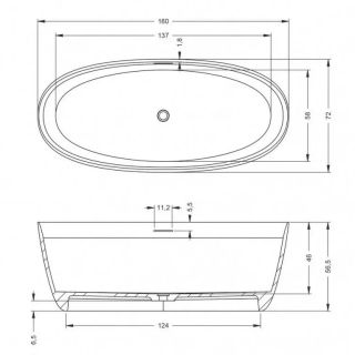 Ванна из искусственного камня Riho Oval B129001105 160x72см белый