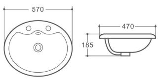 Раковина полувстраиваемая Art&Max 57см белый AM6300