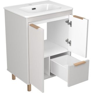 Напольная тумба под раковину Brevita Risacca Crema 60 УТ000025678 Серая матовая