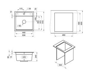 Мойка кухонная Granula Kitchen Space 5002, ЧЁРНЫЙ