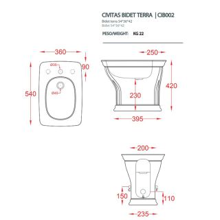 Биде Artceram Civitas CIB002 03 00 черное