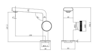 Смеситель для раковины Black&White Gravity 7207GM оружейная сталь