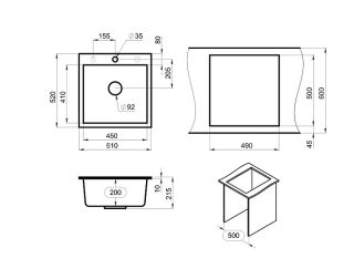 Мойка кухонная Granula 5102, БАЗАЛЬТ