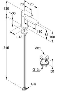 Смеситель для раковины Kludi Renon 42267N175 брашированная бронза