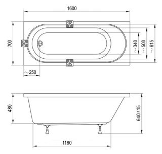 Акриловая ванна Ravak Sonata II C634R00000 белая 160x70 см