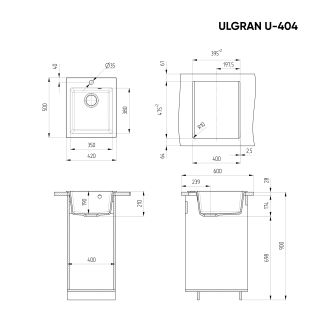 Кухонная мойка Ulgran Classic U-404-331 белый