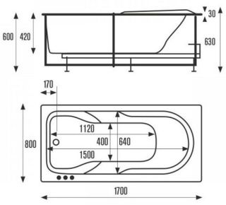 Акриловая ванна VagnerPlast Corvet VPBA178COR2X-04 170x70см белый