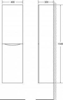 Шкаф-колонна BelBagno подвесной левосторонний 40x150см Bianco Lucido FLY-MARINO-1500-2A-SC-BL-P-L