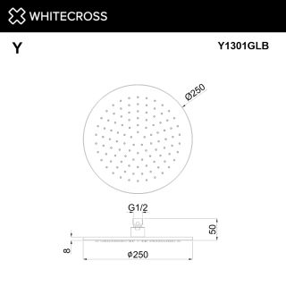 Верхний душ WHITECROSS Y1301GLB  25 см золото брашированное