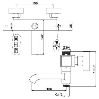 Душевая стойка Swedbe Hermes 9094B с термостатическим смесителем для ванны чёрный