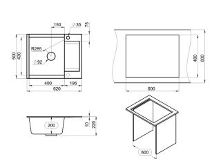 Мойка кухонная Granula 6202, АЛЮМИНИУМ