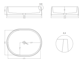 Накладная раковина Salini Gloria 10 S-Stone 1102211MRF 56см RAL полностью
