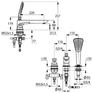 Смеситель на борт ванны Kludi Balance хром 524470575