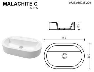 Раковина Whitecross Malachite C 0723.055035.200 55см белый матовый