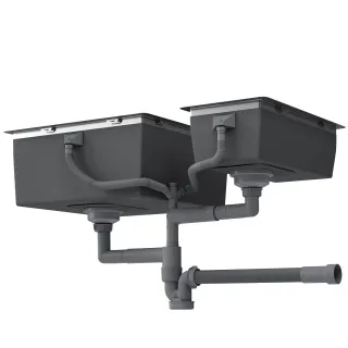 Сифон для двучашевой кухонной мойки БЕЗ ВЫПУСКА Reflexion Part RX9002PT