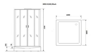 Душевая кабина Niagara Premium NG-6902-01GQ BLACK 100х100 см