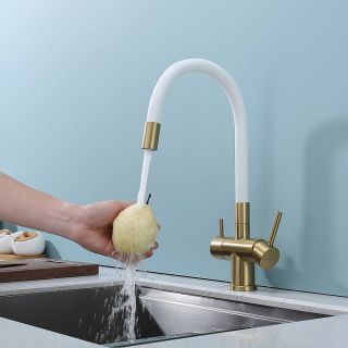 Смеситель для кухни Splenka S70.64.03 с подключением фильтра золотой сатин