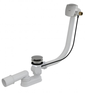 Слив-перелив для ванны AlcaPlast с напуском воды через перелив для ванн с толстыми стенами 80см хром A565CRM1-80