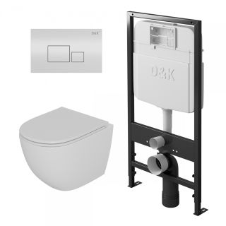 Комплект DQ DS1391602 унитаз DT1396016, инсталляция DI8055119, клавиша смыва DB1519016