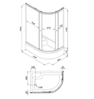 Душевой уголок Triton Коралл Щ0000038528 левый 120x80 см профиль белый стекло мозаика