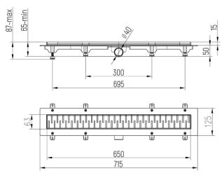 Душевой лоток Paini Medium CH650M 65см хром глянец