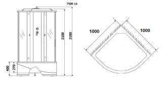 Душевая кабина Niagara NG-7509-14BLACK 100х100х215