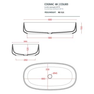 Раковина ArtCeram Cognac COL005 16 00 blue sapphire 68 см