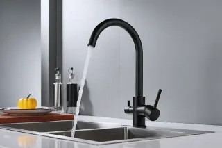 Смеситель для кухни Shevanik S128H с подключением фильтра чёрный