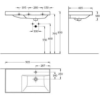 Тумба под раковину La Fenice Cubo  FNC-01-CUB-B-90 87.6 см