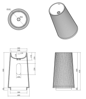 Раковина напольная Armadi Art Torre Corian 801-Torre-BUR 48 см бургунди