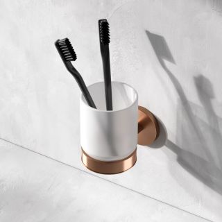 Стеклянный стакан с настенным держателем AM.PM X-Joy A85A34344 розовое золото