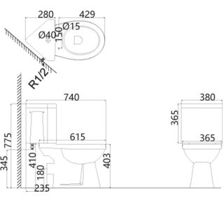 Унитаз угловой Creo Project PR1002S+PR1003D+PR1001S , крышка микролифт, белый