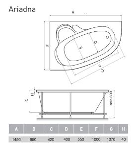 Акриловая ванна Relisan Ariadna 150x110 L Гл000001636 без гидромассажа