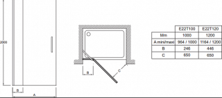 Душевая дверь Jacob Delafon CONTRA E22T120-GA 120*200