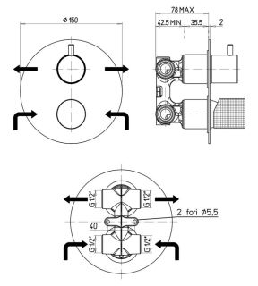 Встраиваемый смеситель для ванны Paini Cox Grip 7GPJ6911 матовое золото
