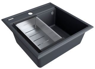 Комплект Paulmark: мойка Stepia 50 и коландер Advance PM115051-AN+A375-BS антрацит/брашированная нержавеющая сталь