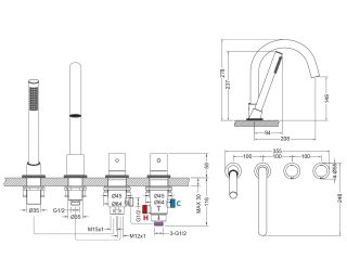 Смеситель на борт ванны Timo Saona 2330/17Y с термостатом золото матовое
