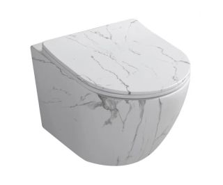 Унитаз подвесной Ceruttispa Sella Aria Tornado CT9532 безободковый белый мрамор матовый