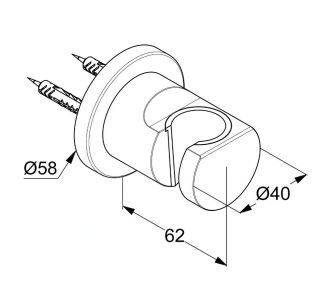 Держатель для душа Kludi Nova Fonte Puristic чёрный матовый 2055239-15