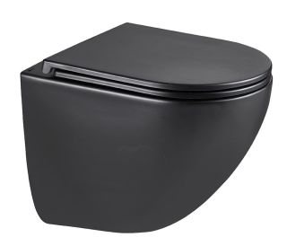 Подвесной унитаз Lemark Glazer 9612004 безободковый с сиденьем микролифт чёрный матовый